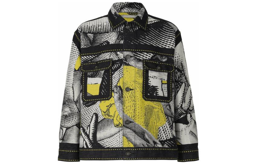 ISSEY MIYAKE Yellow Printed Button-Up Loose Fit Jacket for Men AT13FC902-57