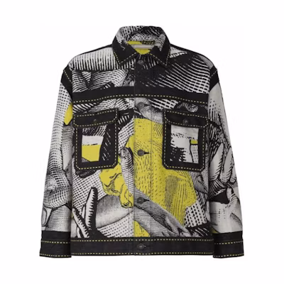 ISSEY MIYAKE Yellow Printed Button-Up Loose Fit Jacket for Men AT13FC902-57