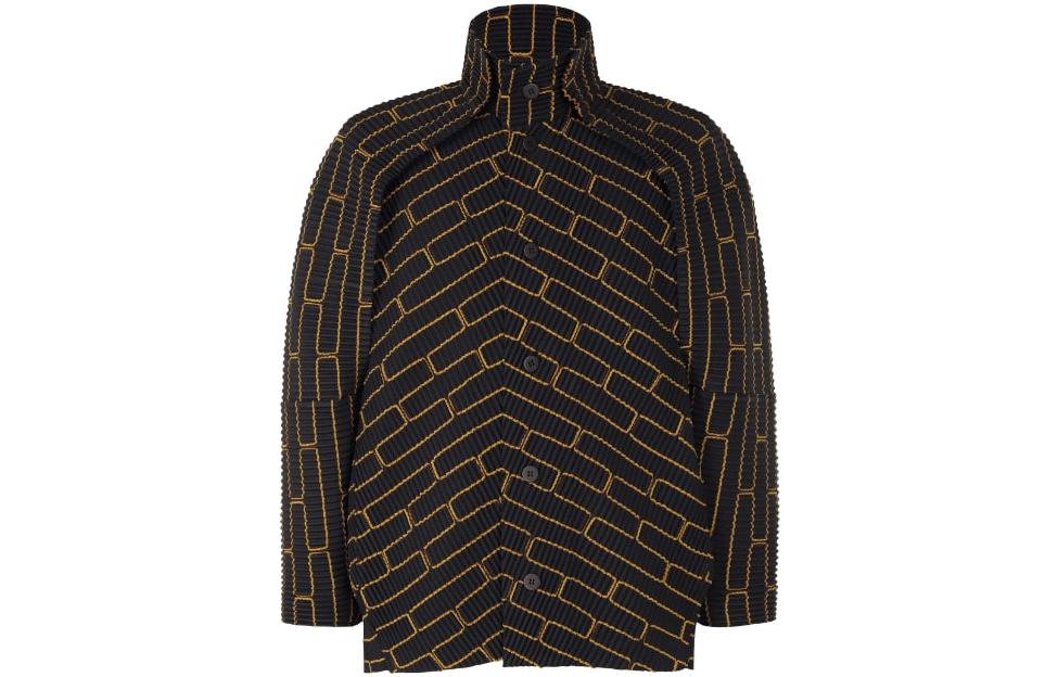 ISSEY MIYAKE Yellow Striped High-Neck Long-Sleeve Jacket HP33JC355-15