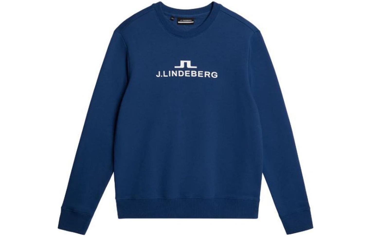 J.Lindeberg Alpha Crew Neck Logo Print Sweatshirt Blue AMJS09054-O341