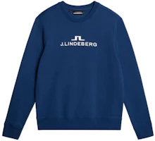 J.Lindeberg Alpha Crew Neck Logo Print Sweatshirt Blue AMJS09054-O341 J.Lindeberg Alpha Crew Neck Logo Print Sweatshirt Blue AMJS09054-O341