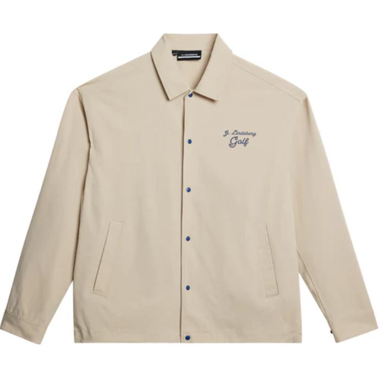 J.Lindeberg Beige Embroidered Logo Button-Up Long-Sleeve Jacket GMOW09472-1679