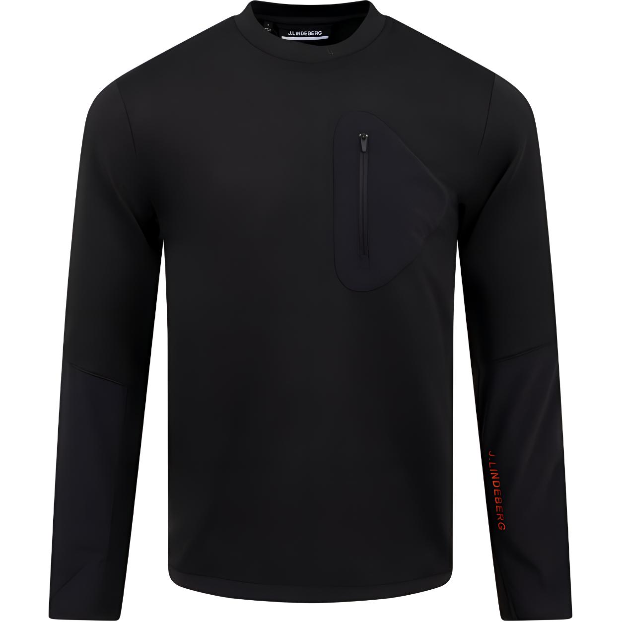 J.Lindeberg Black Crewneck Logo Embroidered Sweatshirt AMJS11541-9999