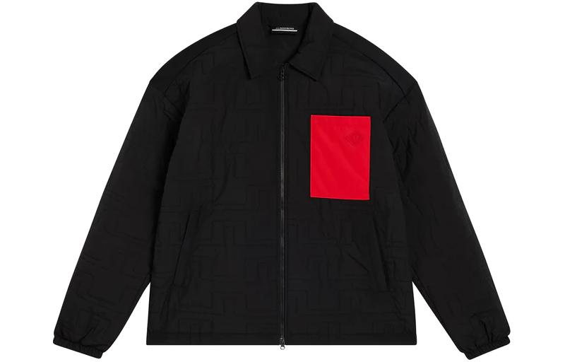 J.Lindeberg Black Fitted Zip-Up Jacket with Contrast Lapel. GMOW08766-9999