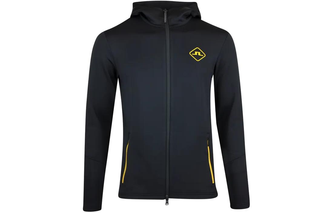 J.Lindeberg Black Logo Badge Hooded Jacket AMJS06695-9999