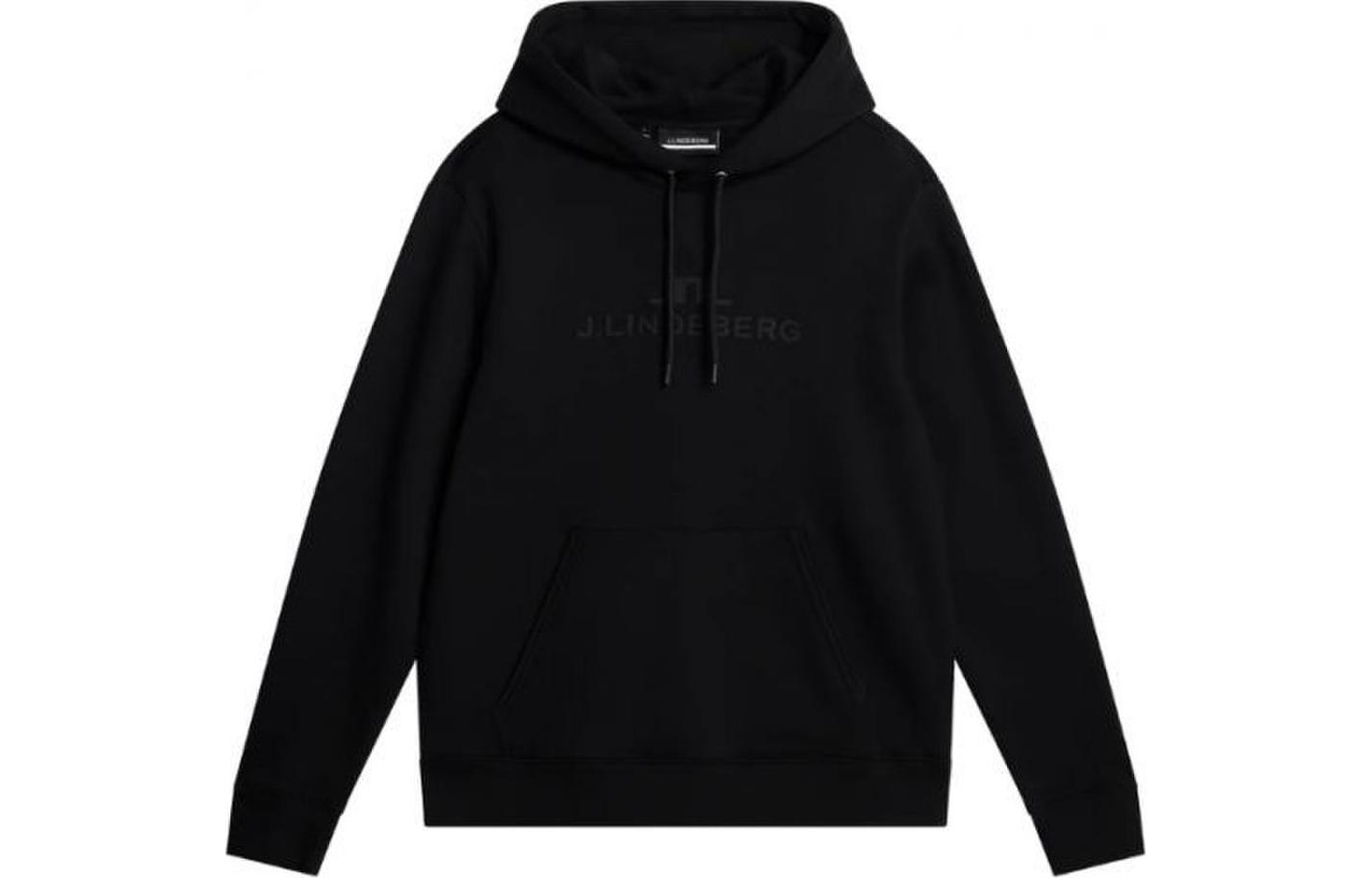 J.Lindeberg Black Logo Print Pullover Hoodie AMJS09055-9999