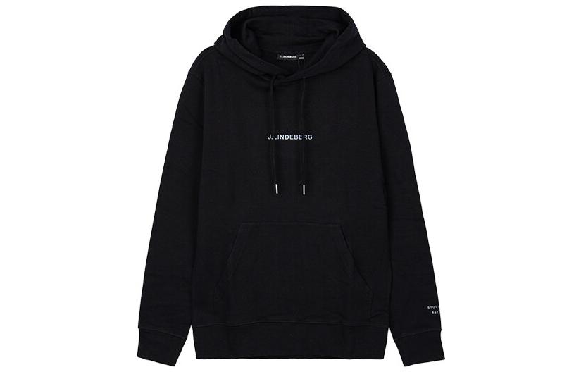 J.Lindeberg Black Oversized Hoodie with Letter Print FMJS065929999
