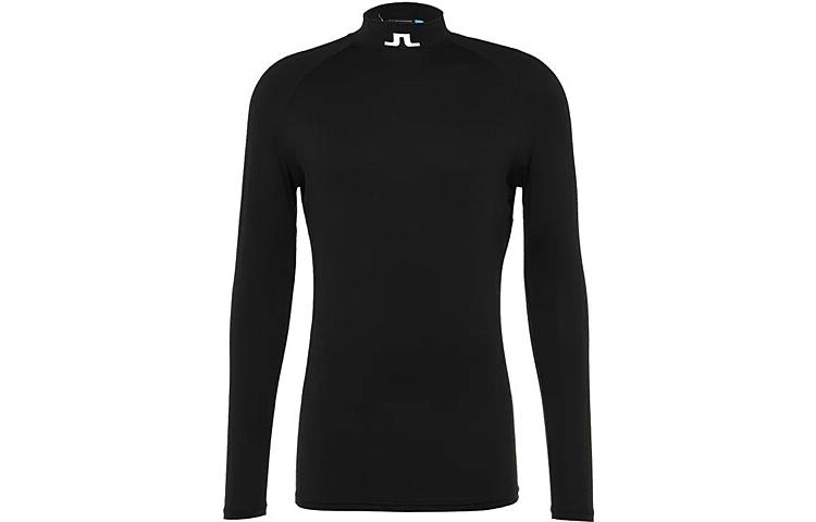 J.Lindeberg Black Raglan Pullover Mock Neck Long Sleeve Tee GMJT06334-9999