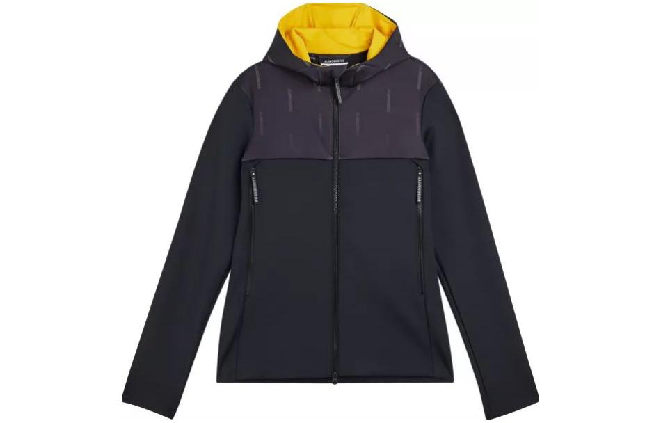 J.Lindeberg Black Slim-Fit Hooded Zip Jacket with Splicing Design AMJS06993-9999