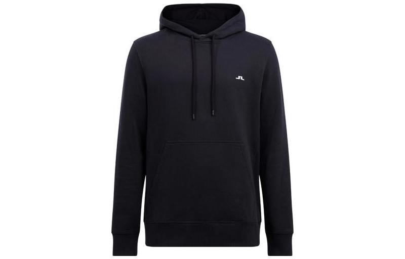 J.Lindeberg Black Solid Color Hoodie Pullover Long Sleeve FMJS05462-9999