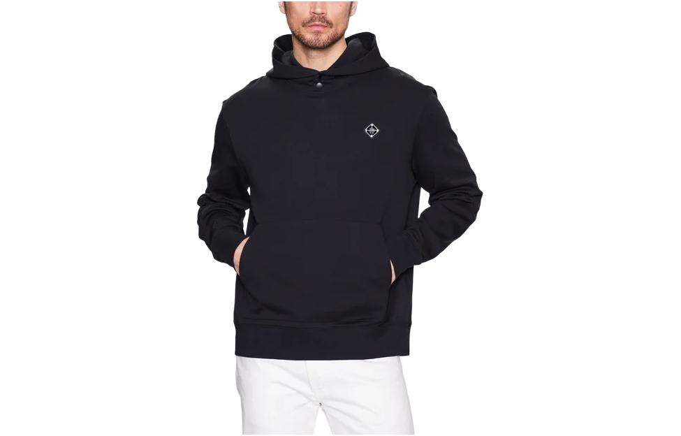 J.Lindeberg Black Solid Color Loose Fit Pullover Hoodie. FMJS07723-9999
