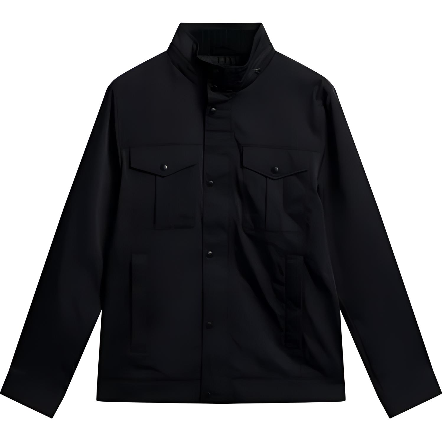 J.Lindeberg Black Solid Zip-Up Stand Collar Jacket FMOW10236-9999