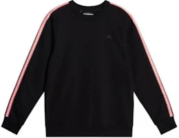 J.Lindeberg Black Striped Crewneck Sweatshirt with Logo Print AMJS09020-9999 J.Lindeberg Black Striped Crewneck Sweatshirt with Logo Print AMJS09020-9999
