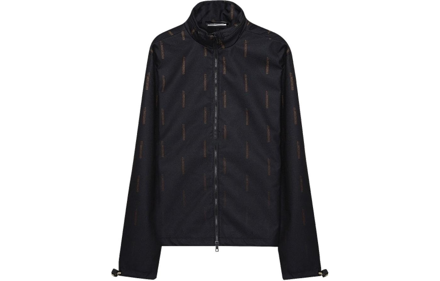 J.Lindeberg Black Striped Zip-Up Jacket with Stand Collar AMOW07773-9999