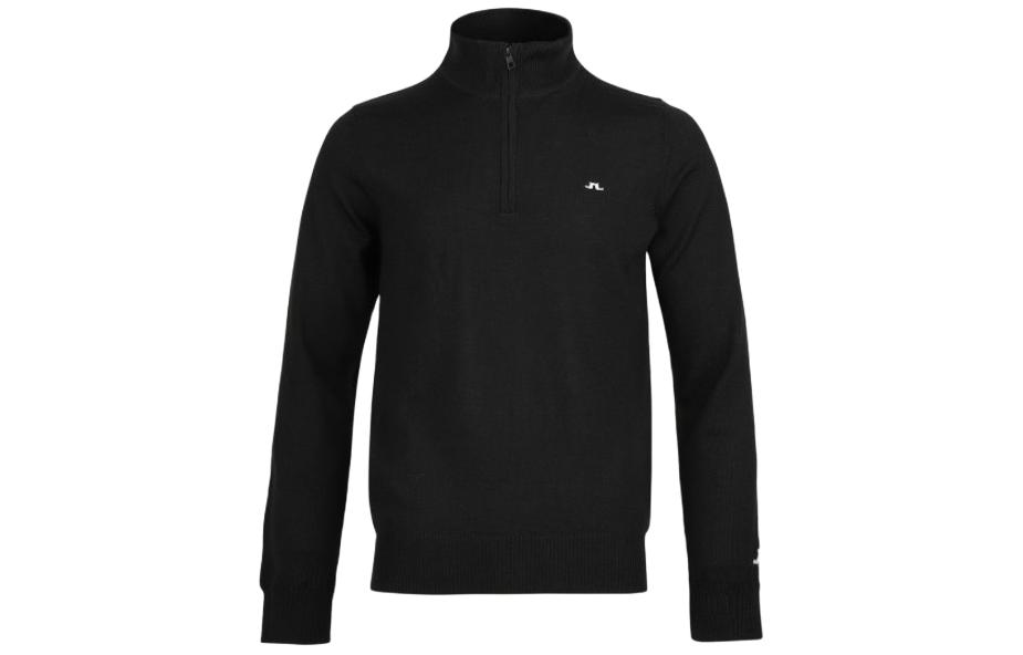 J.Lindeberg Black Zip Knit Printed Long Sleeve Sweatshirt GMKW06357-9999
