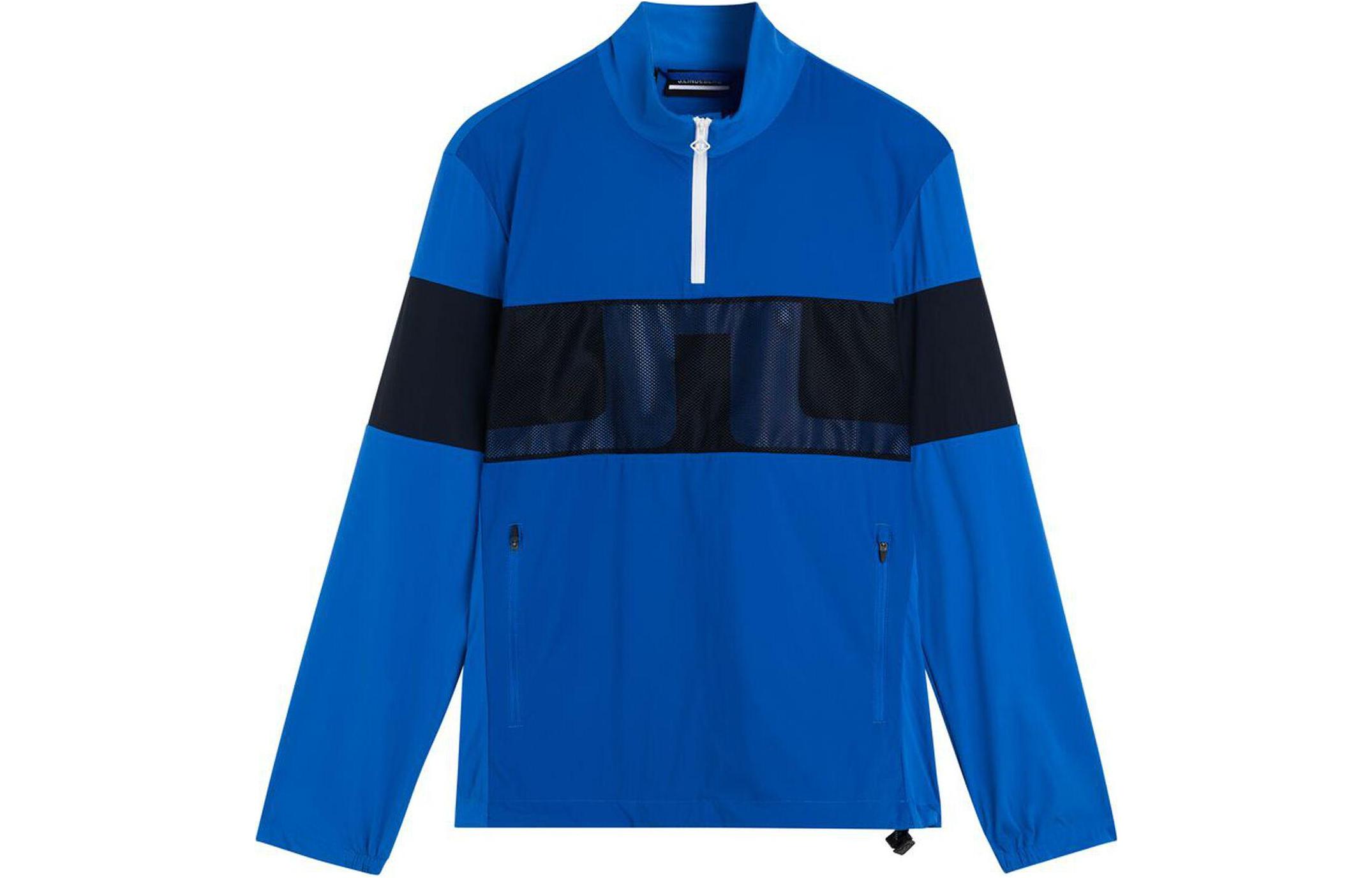 J.Lindeberg Blue Half-Zip Pullover Jacket with Front Logo Print GMOW06810-O346