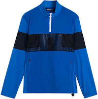 J.Lindeberg Blue Half-Zip Pullover Jacket with Front Logo Print GMOW06810-O346 J.Lindeberg Blue Half-Zip Pullover Jacket with Front Logo Print GMOW06810-O346