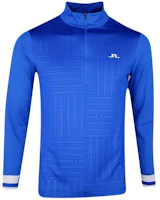 J.Lindeberg Blue Half-Zip Pullover Sweatshirt with Front Logo Print. AMJS07869-O357 J.Lindeberg Blue Half-Zip Pullover Sweatshirt with Front Logo Print. AMJS07869-O357
