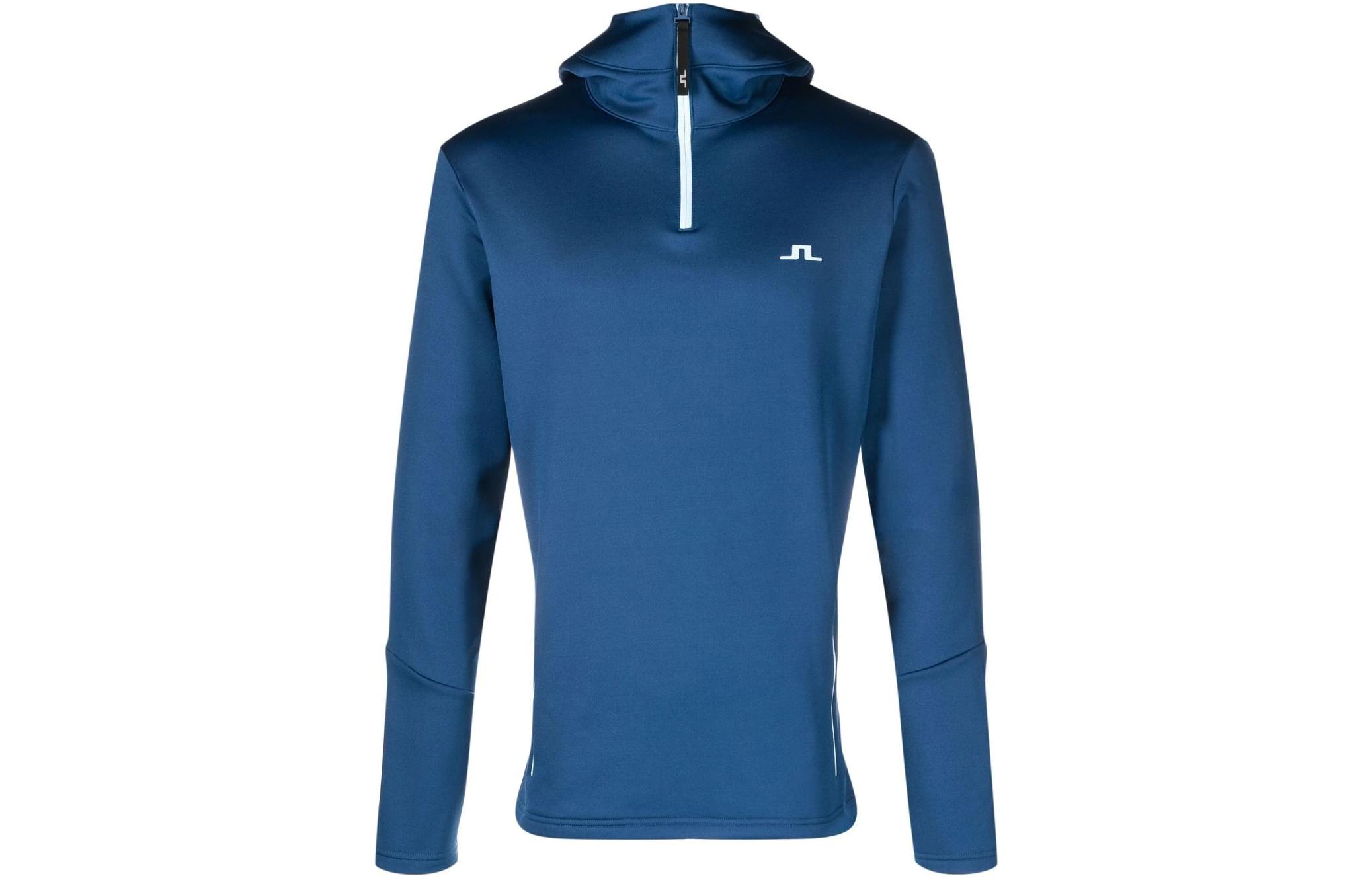 J.Lindeberg Blue Logo Print Half-Zip Pullover Hoodie GMJS07797