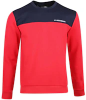 J.Lindeberg Color Block Logo Crewneck Sweatshirt Red Long Sleeve Pullover AMJS06730-G131 J.Lindeberg Color Block Logo Crewneck Sweatshirt Red Long Sleeve Pullover AMJS06730-G131