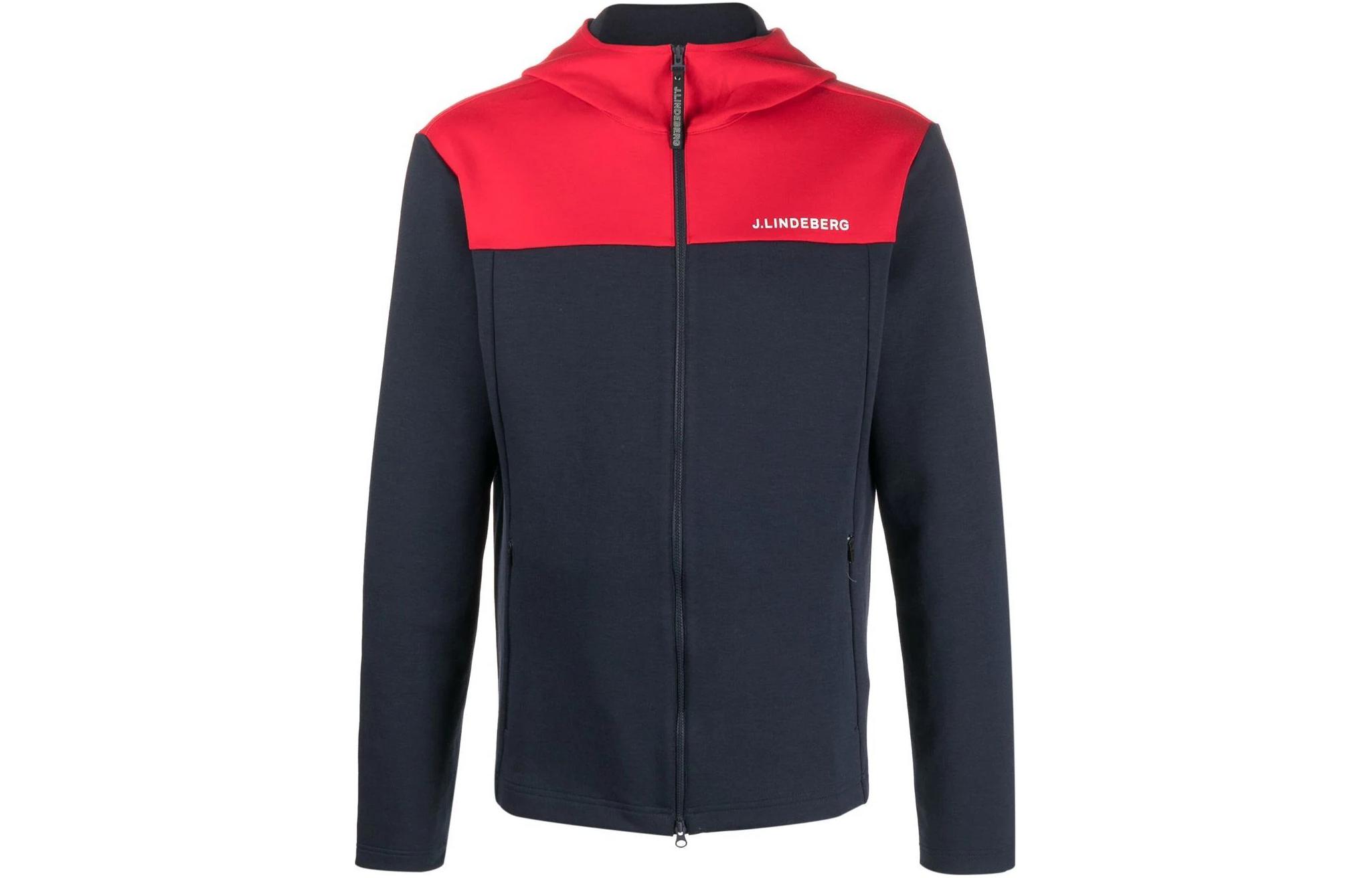 J.Lindeberg Colorblock Embroidered Logo Hoodie Zip Jacket Multicolor AMJS06692-6855