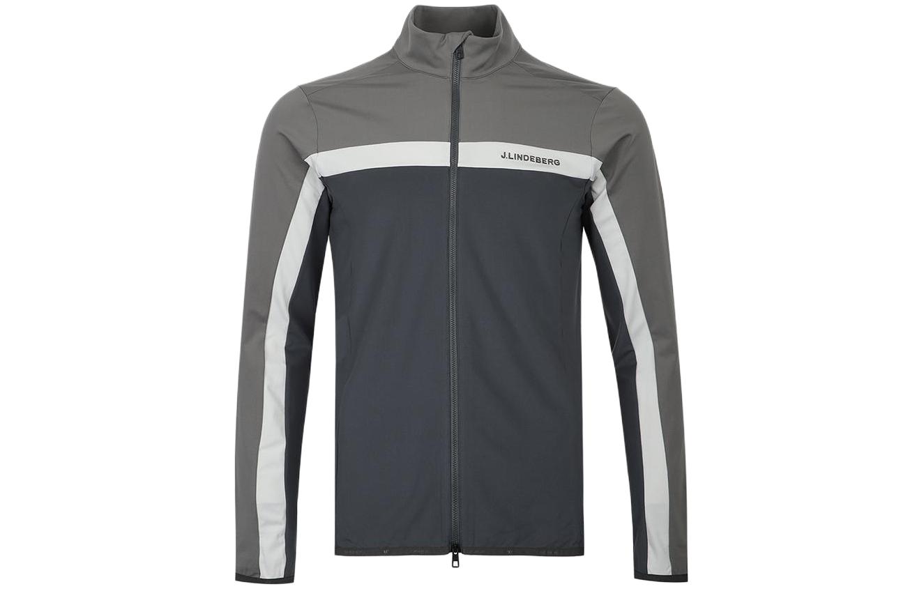 J.Lindeberg Colorblock Letter Print Zip-Up Jacket Black ( Long Sleeve) AMJS06691-U221