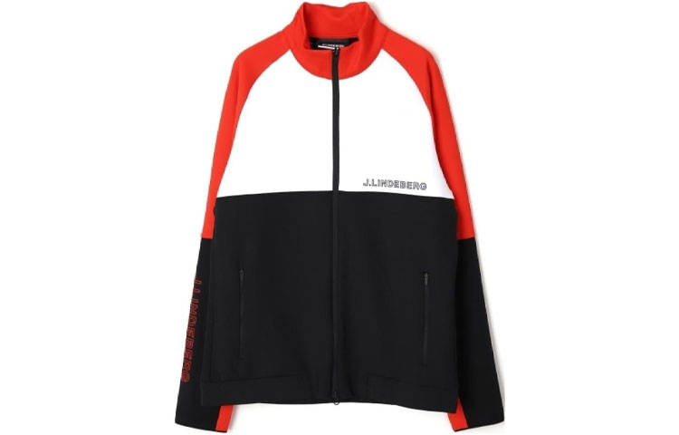 J.Lindeberg Colorblock Lettered Zip-Up Jacket with Stand Collar AMJS090779999
