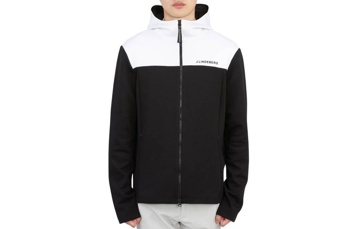 J.Lindeberg Colorblock Zip-Up Hoodie Jacket - Black AMJS06692-9999