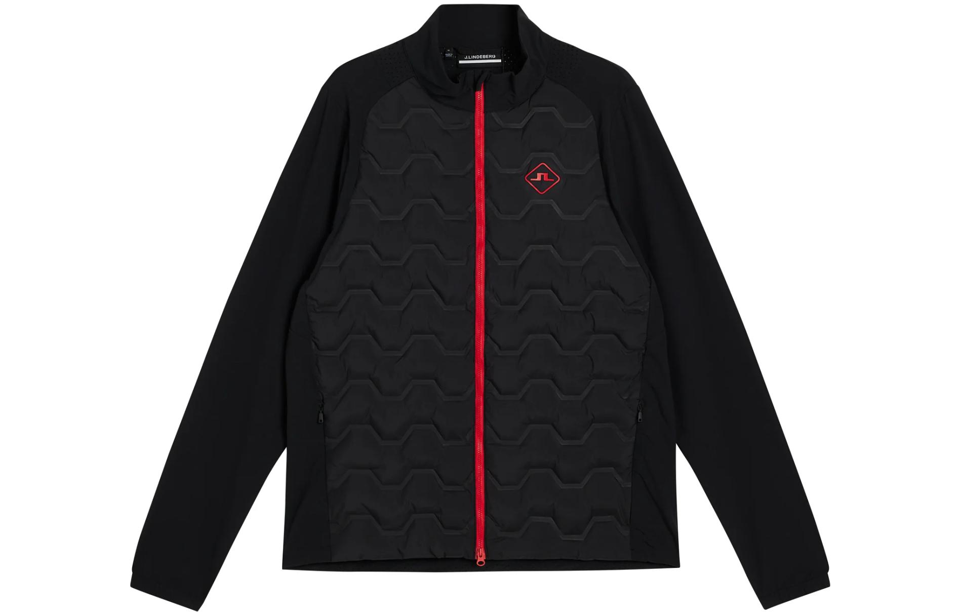 J.Lindeberg Dexter Hybrid Jacket Black Full-Zip Logo Patch Long Sleeve GMOW08764-9999