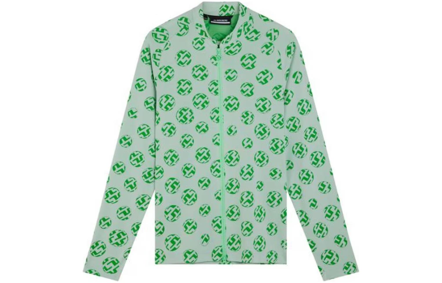 J.Lindeberg Green Full-Print Zip-Up Crewneck Jacket AMJS08111-A033