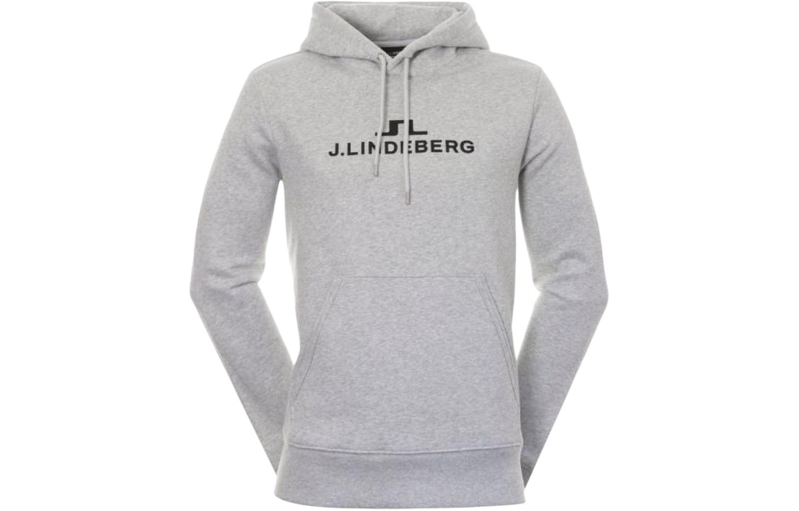 J.Lindeberg Grey Pullover Hoodie with Letter Logo Design AMJS09055-U199
