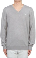 J.Lindeberg Grey V-Neck Embroidered Long-Sleeve Sweatshirt GMKW093279363 J.Lindeberg Grey V-Neck Embroidered Long-Sleeve Sweatshirt GMKW093279363