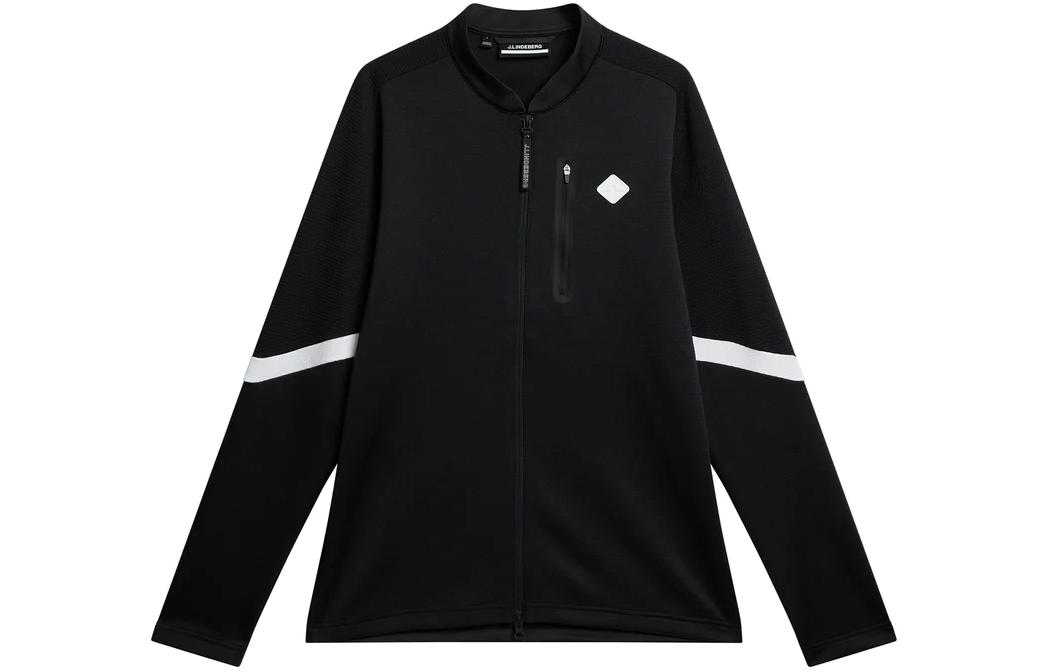J.Lindeberg Hlilas Mid Layer Solid Zip Long Sleeve Jacket Men BLACK AMJS09102-9999