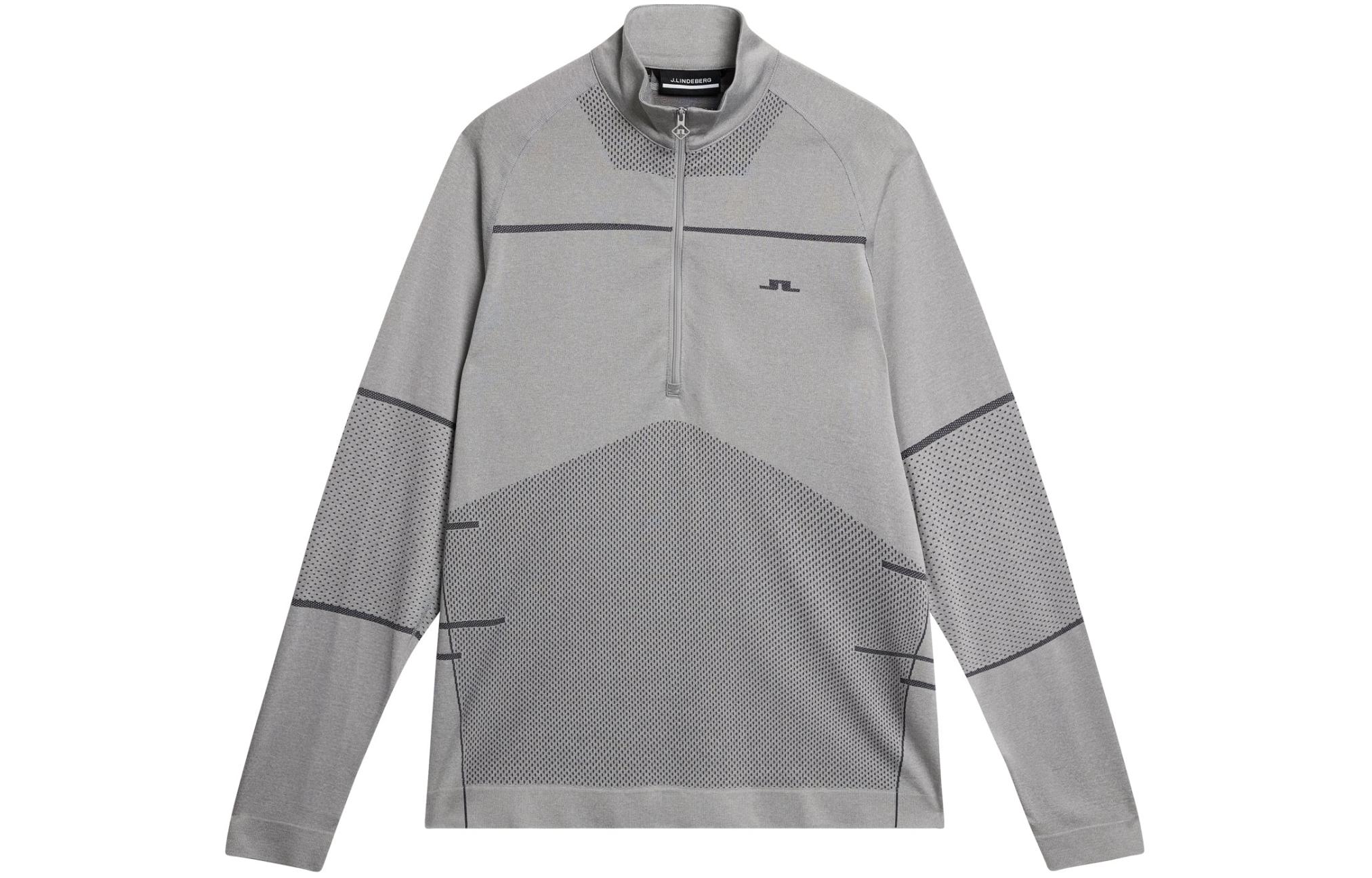 J.Lindeberg Jimmy Seamless Half-Zip Logo Jacket Men’s Gray Long Sleeve Mid Layer AMJS09802-U199