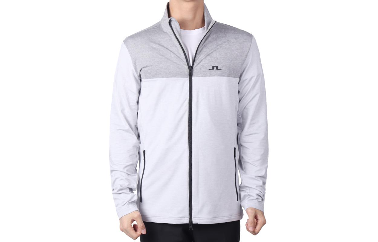 J.Lindeberg Light Grey Zip-Up Jacket with Logo Print AMJS09082-U199