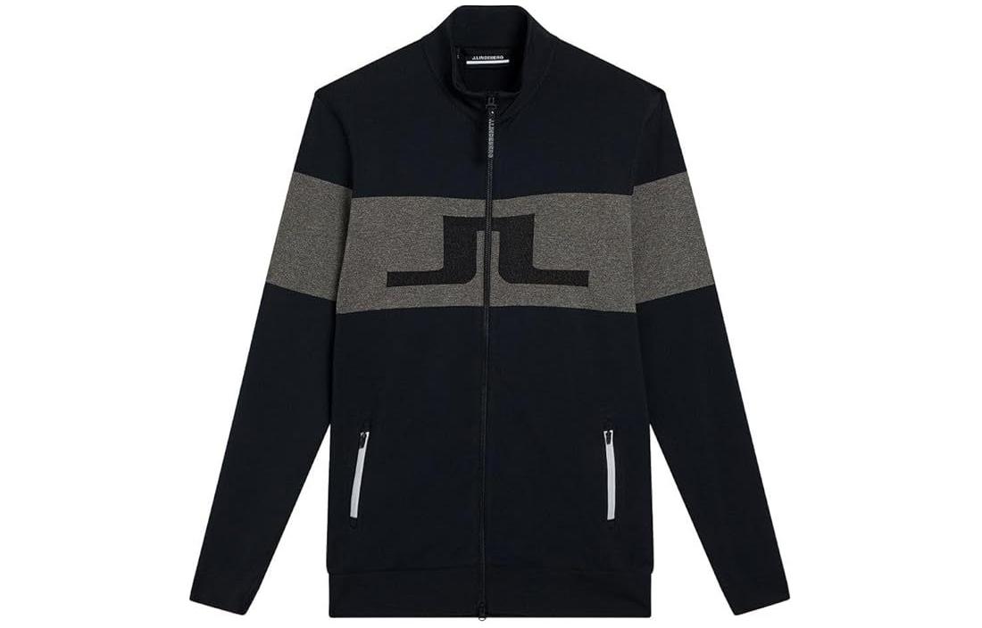 J.Lindeberg Logo Jacquard High-Neck Zip Jacket Black AMJS09286-9999