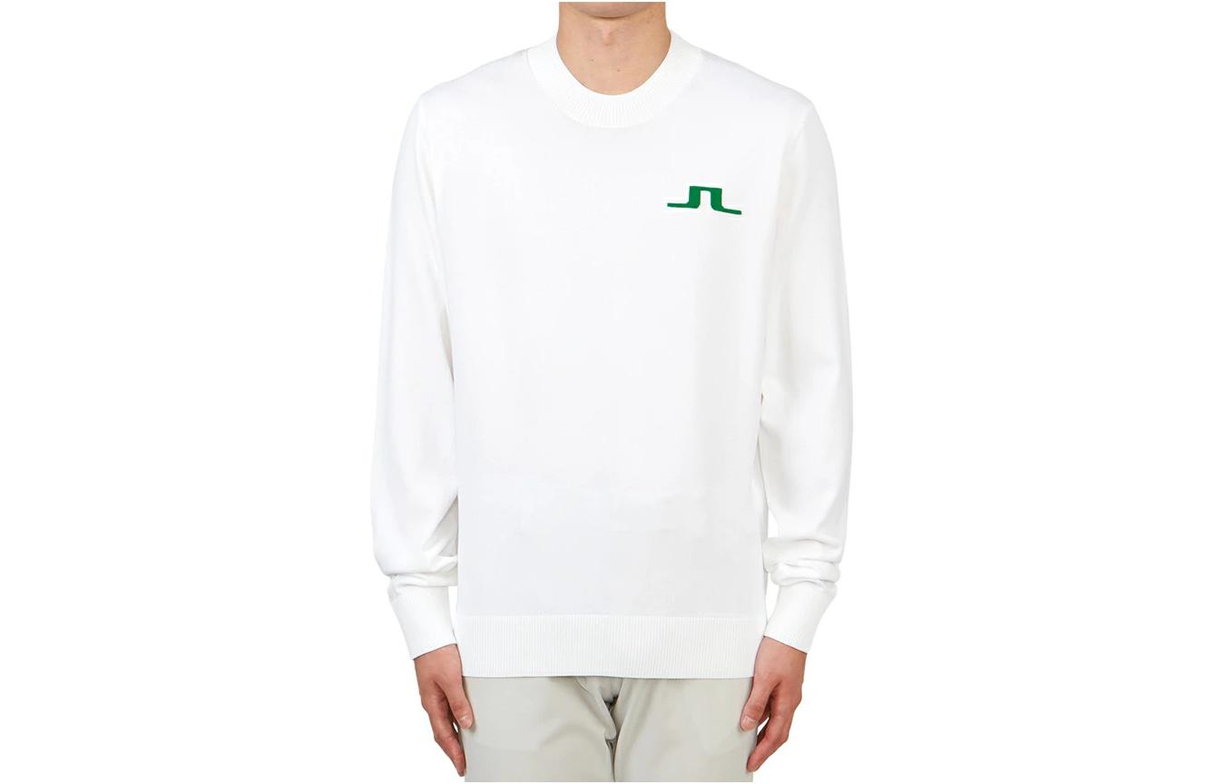 J.Lindeberg Logo Printed Crewneck Pullover Long Sleeve Sweatshirt White () AMKW08142-0000
