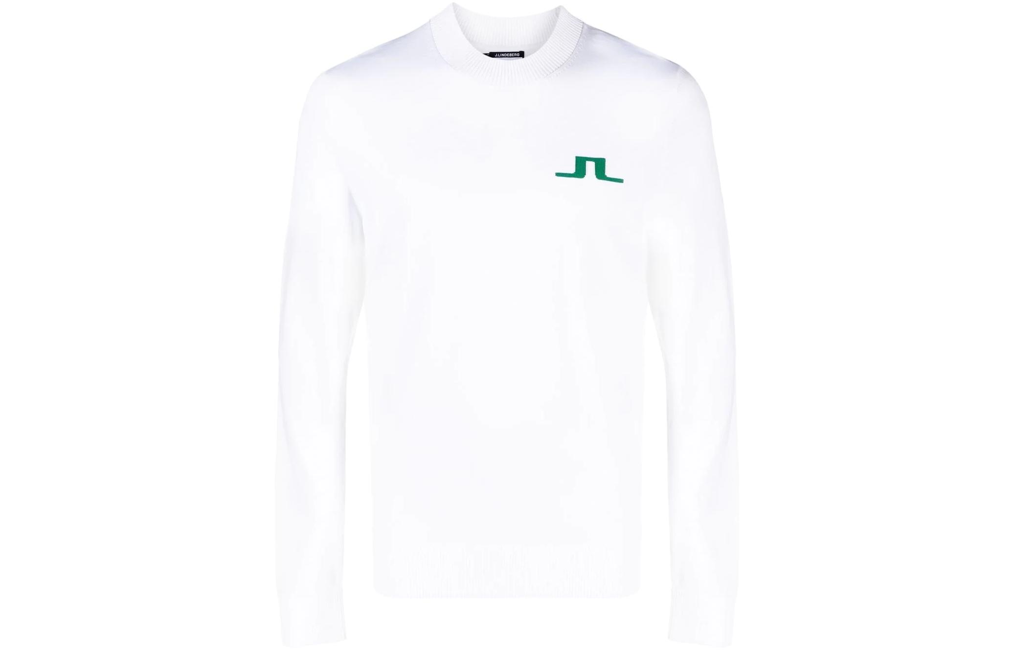 J.Lindeberg Logo Printed Crewneck Pullover Sweatshirt White AMKW08142
