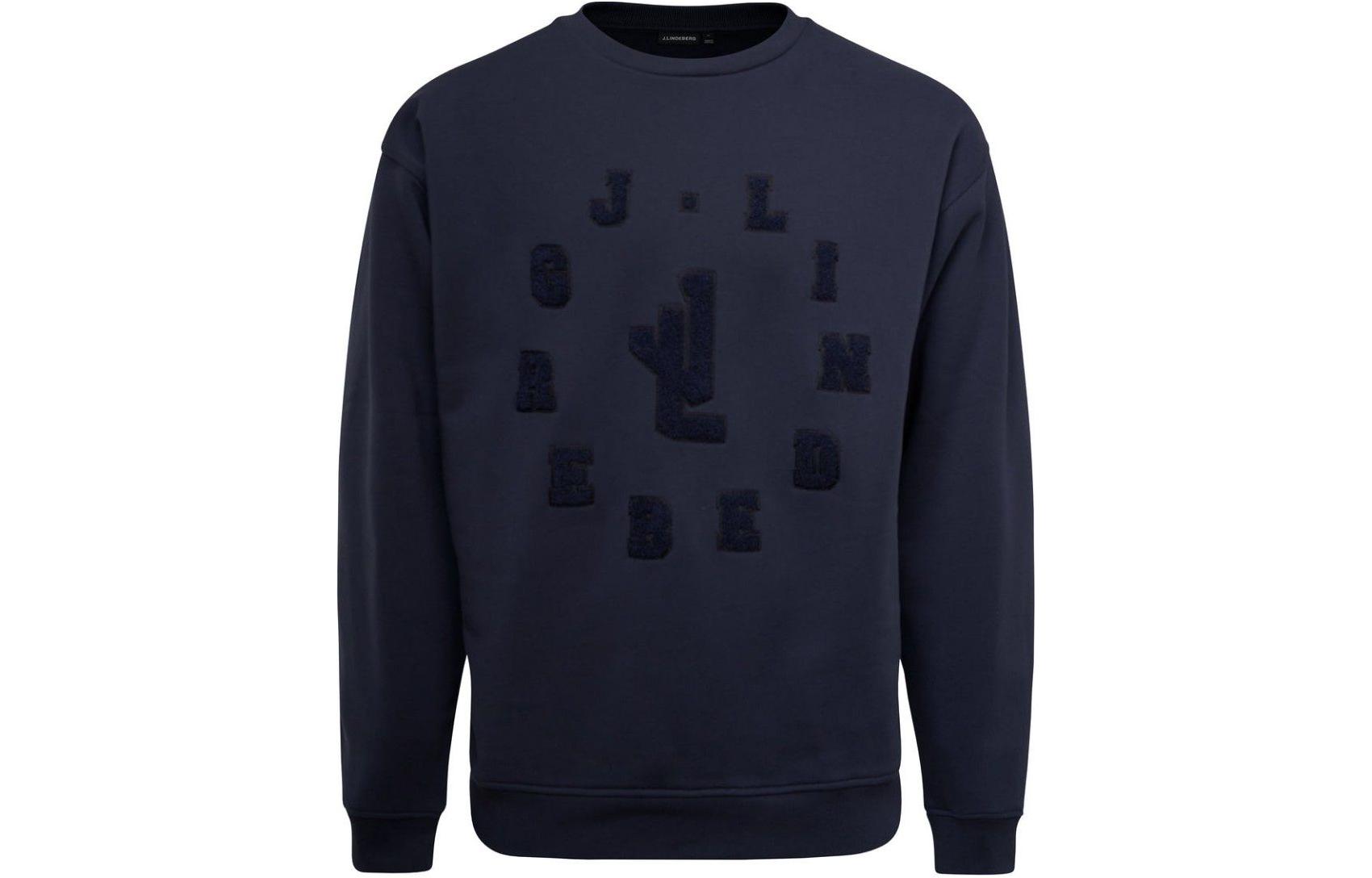 J.Lindeberg Navy Blue Crewneck Long Sleeve Sweatshirt. FMJS06524-6855