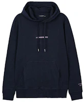 J.Lindeberg Navy Blue Hoodie with Embroidered Lettering FMJS06592-6855 J.Lindeberg Navy Blue Hoodie with Embroidered Lettering FMJS06592-6855
