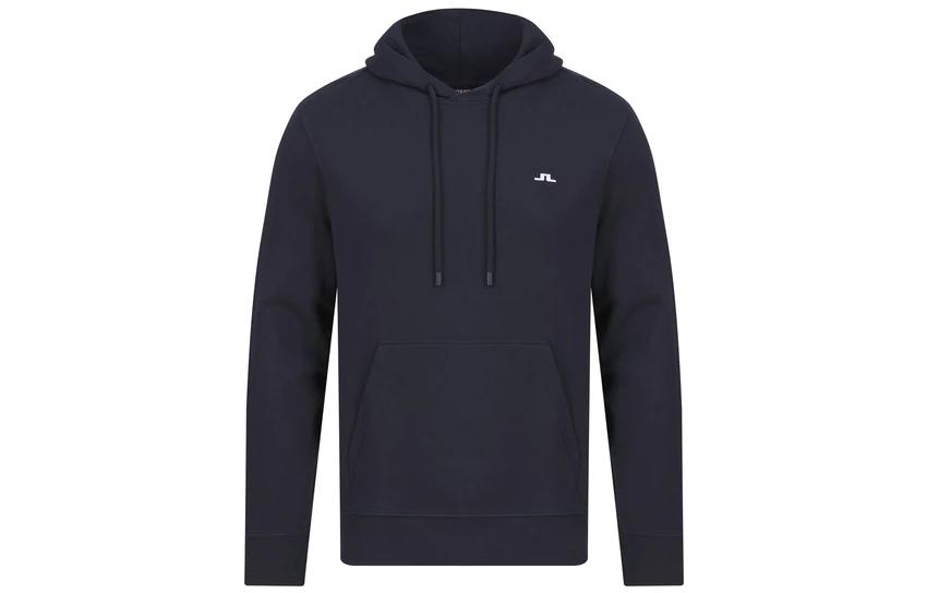 J.Lindeberg Navy Blue Hoodie with Logo Print and Slim Fit Design. FMJS05462-6855