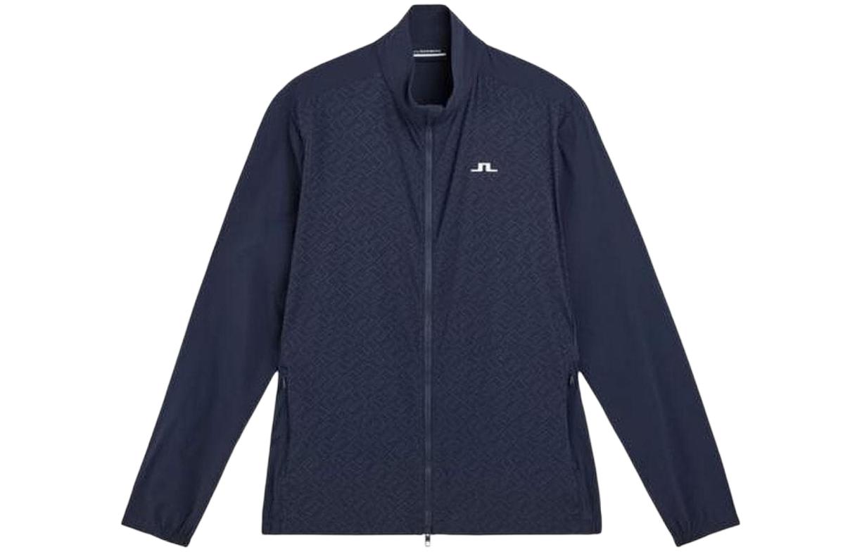J.Lindeberg Navy Blue Letter Print Stand Collar Jacket GMOW06812-6855