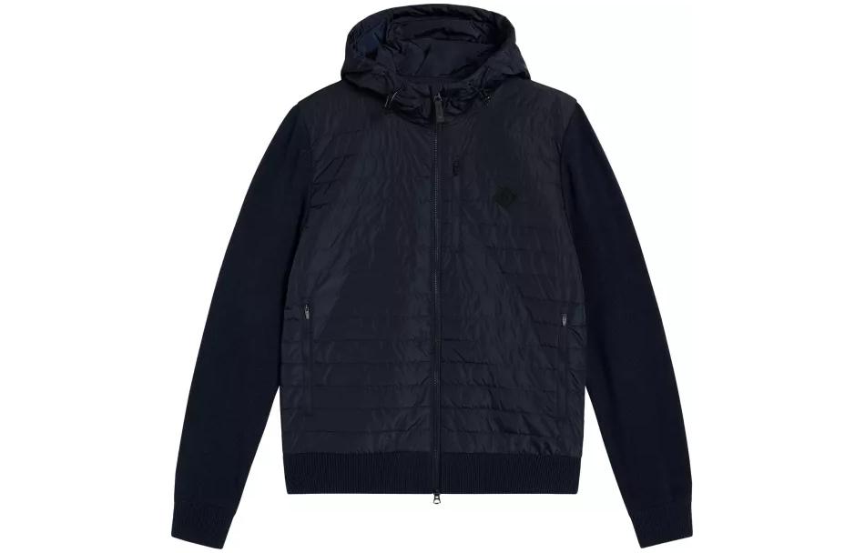 J.Lindeberg Navy Blue Solid Hoodie Zip-Up Slim Fit Jacket FMKW08678-6855