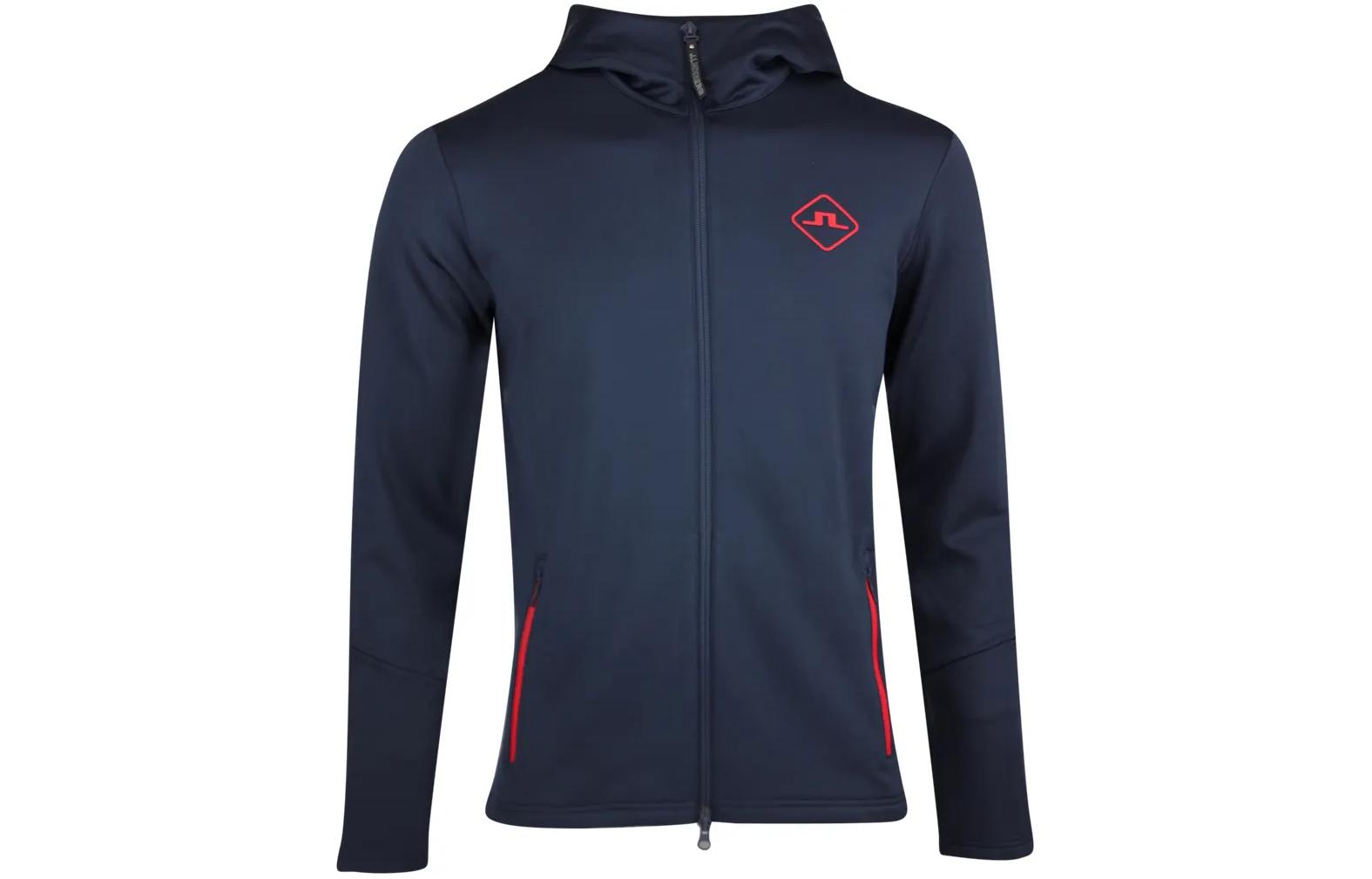 J.Lindeberg Navy Slim-Fit Logo Print Zip-Up Hoodie Jacket AMJS06695-6855