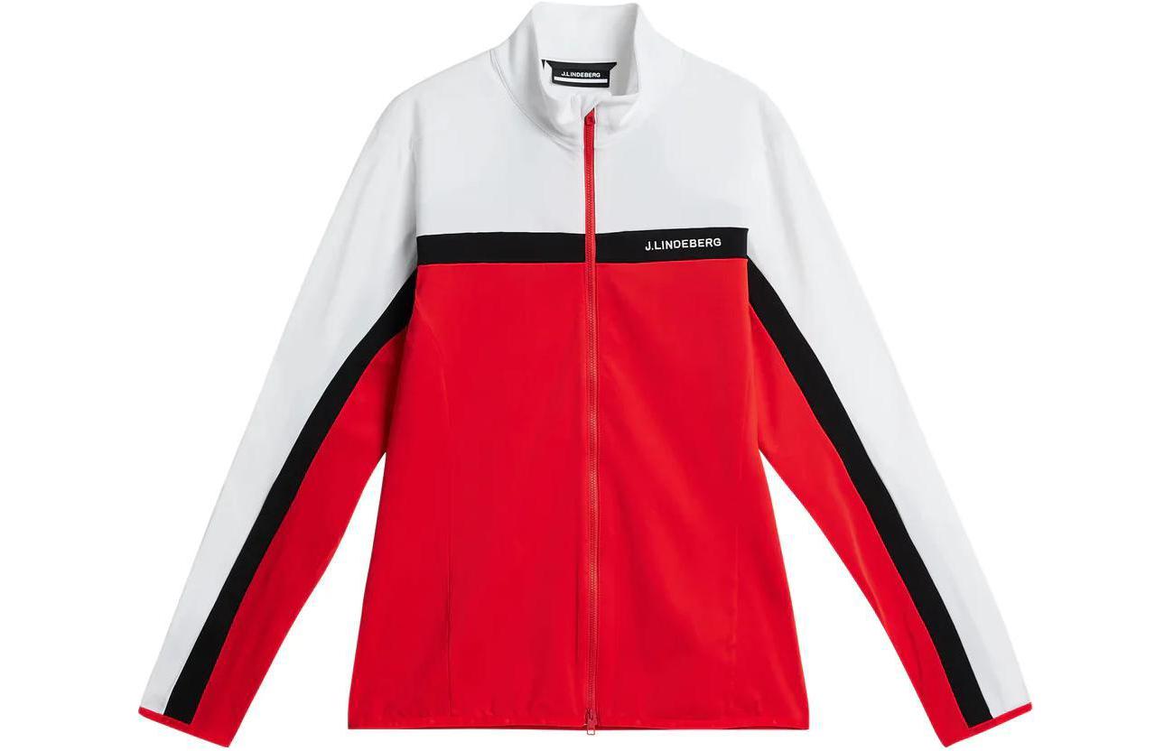 J.Lindeberg Red Long-Sleeve Zip-Up Jacket with Logo AMJS09084-G135