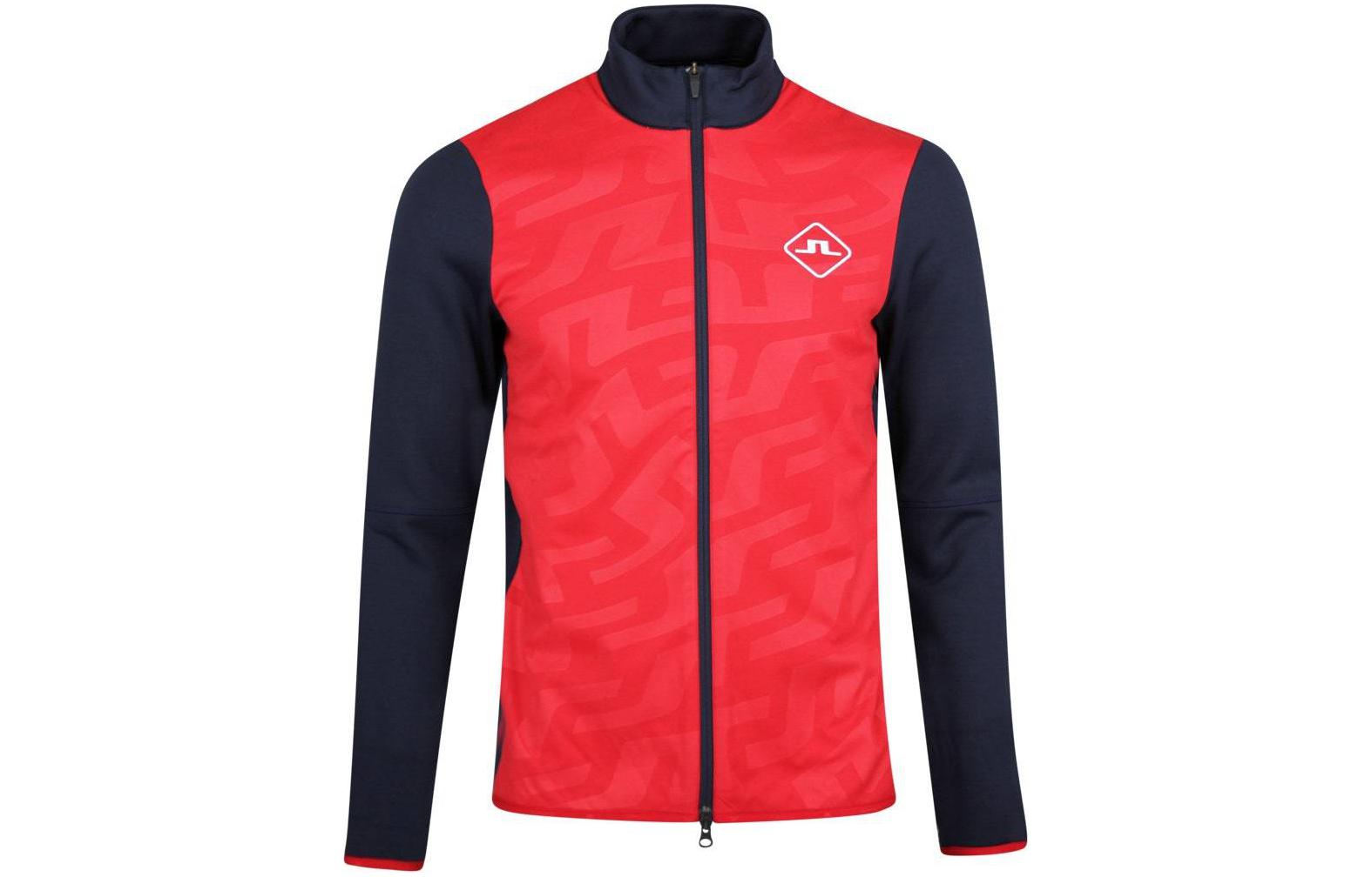 J.Lindeberg Red Slim-Fit Logo Print Zip-Up Jacket with Stand Collar AMJS06958-G131