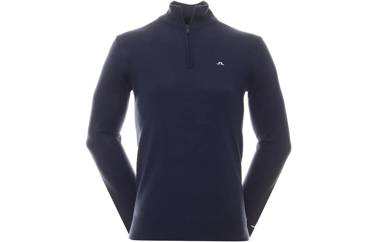 J.Lindeberg Slim-Fit Blue Quarter-Zip Pullover with Pattern Print. GMKW09326-O341