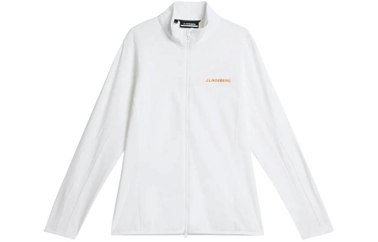 J.Lindeberg Slim-Fit Zip-Up Jacket with Logo, White Long Sleeve AMJS09084-0000