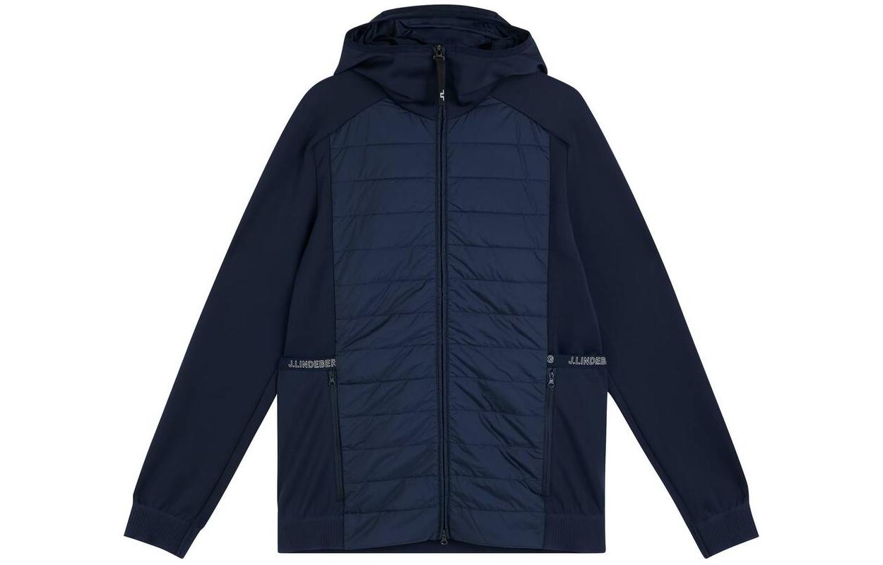 J.Lindeberg Slim Fit Colorblock Zip Hoodie Jacket - Dark Blue AMOW08164-6855