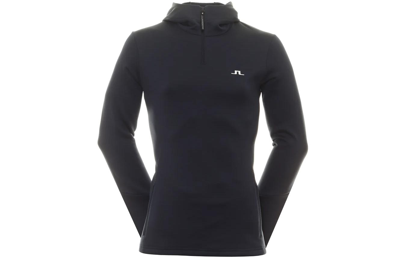 J.Lindeberg Slim Fit Zip-Up Hoodie Solid Color Long Sleeve Black AMJS10408-9999
